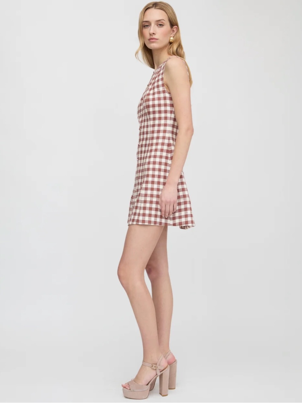 Hill House Home The Angie Dress in Rust Gingham Brown White - Picture 2 of 6